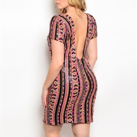 Dresses & Skirts - NWT. Mutli Color Sequin Tribal Dress - Plus